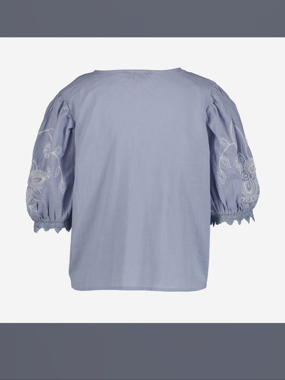 Embroidered Cropped Cotton Top With Lace Trim - Picture 2 of 12